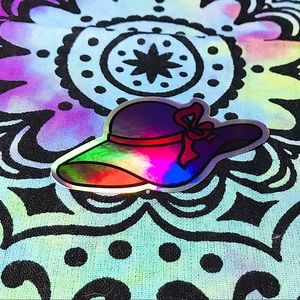 Purple Hat Metallic Prismatic Reflective Single Decor Sticker
